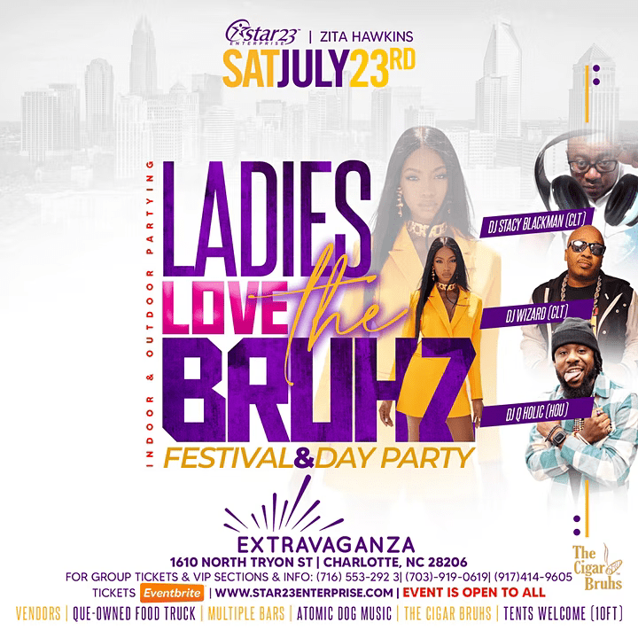 The flyer for ladies love the bruhz day party.