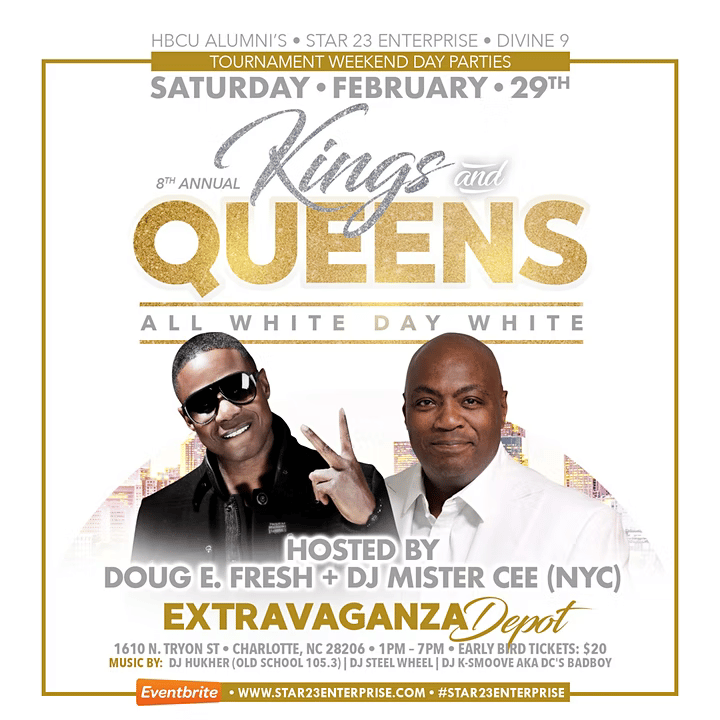 A flyer for kings and queens, featuring the two men.