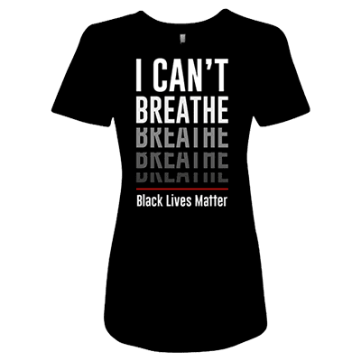 A black lives matter t-shirt with the words " i can 't breathe " on it.