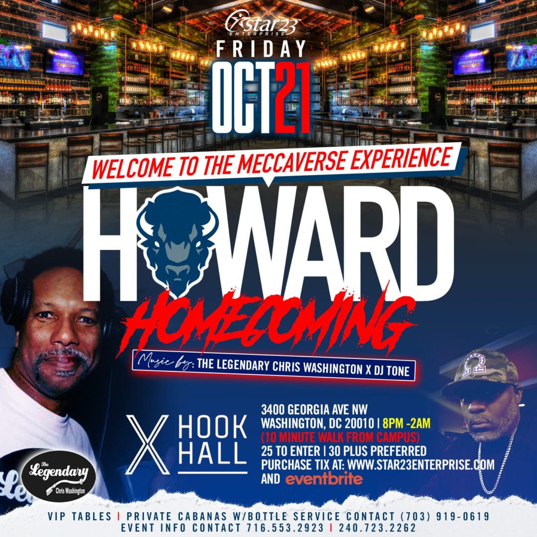 A flyer for the howard homecoming event.