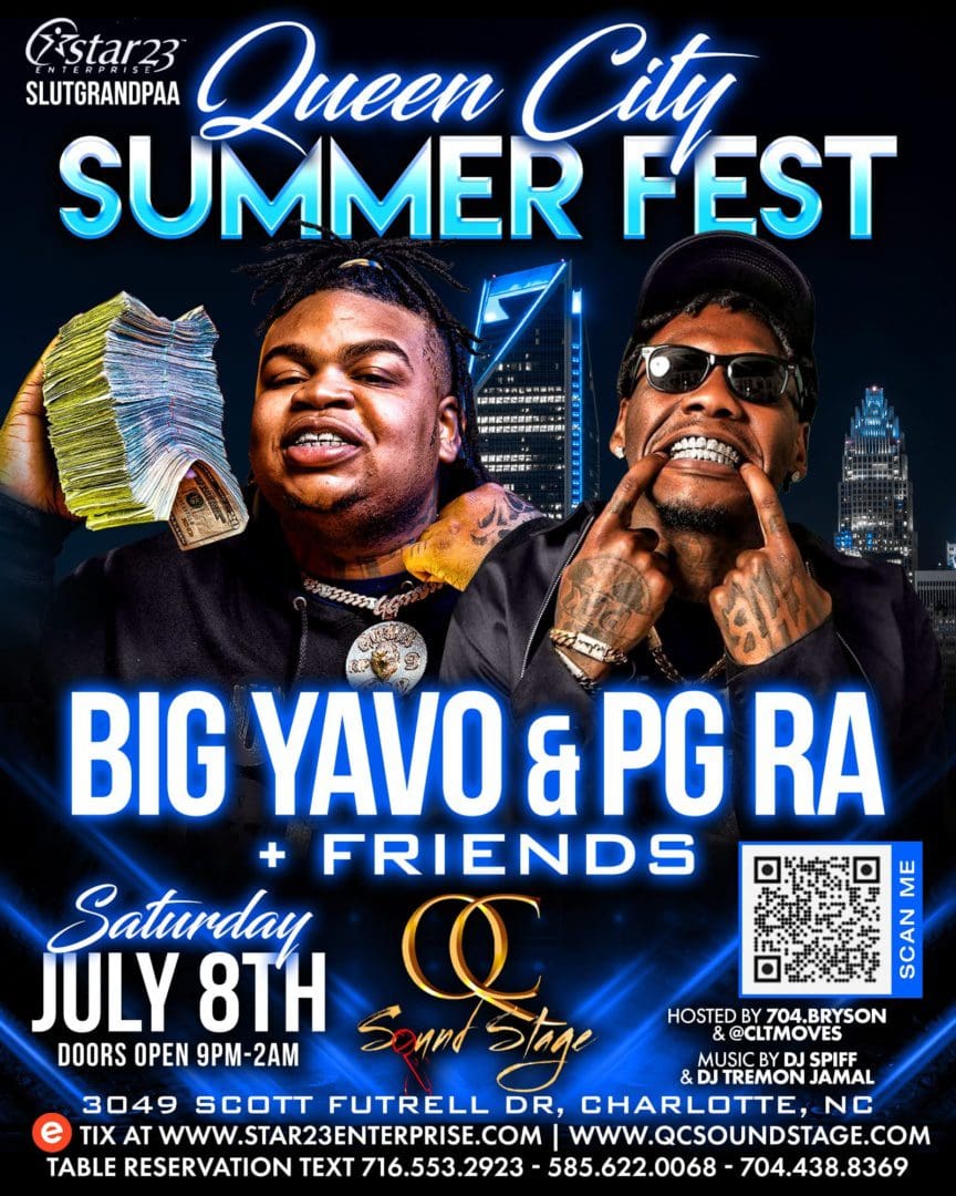 A flyer for the summer fest featuring big yavo and pg ra.