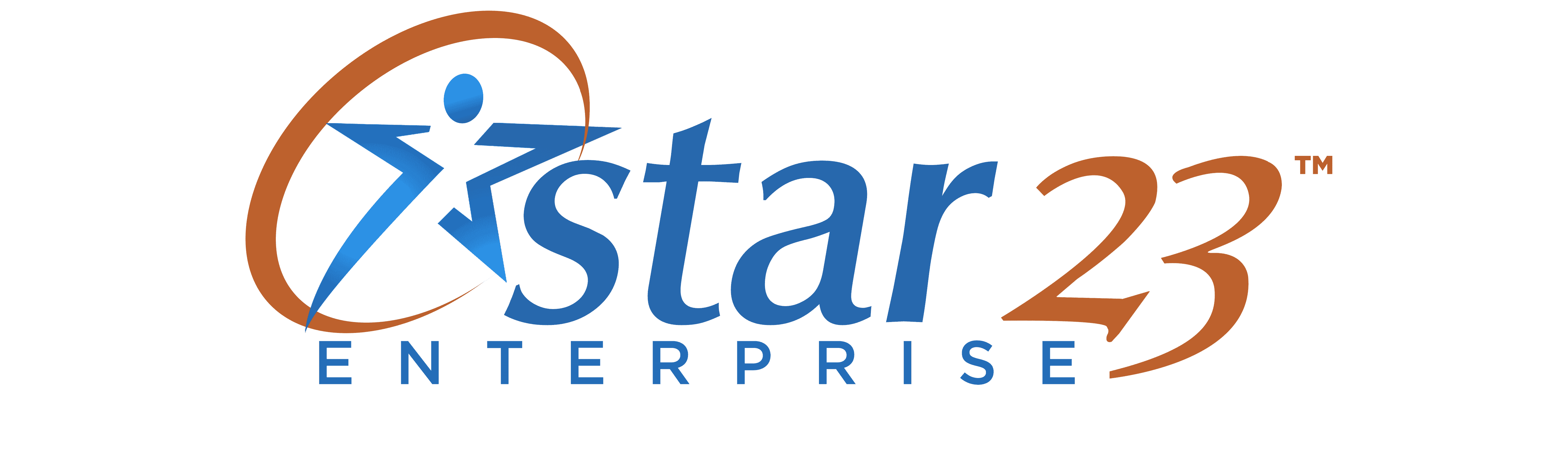 A blue star enterprises logo on top of a green background.